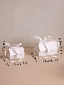 5 Pieces Embossed Three-Dimensional Floral Gift Box, Green Black White With Ribbon And Faux Pearl Handles, Multiple Sizes For Various Occasions, Made Of Letterpress Printing, Floral Pattern Gift Box, Mini Packaging Bag, Small Gift Bag, Wedding Favor Party Decorations