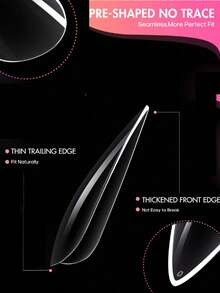 240PCS Transparent Almond Sized Nail Tips, 12 Sizes Acrylic Extended Full Stick Nails, Suitable For Nail Salons And DIY - Transparent - View 2