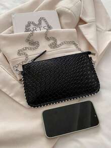 新款时尚豹纹女式单肩包，带珠饰，时尚斜挎包，我发现了令人惊叹的产品 - 黑色 - 查看 5