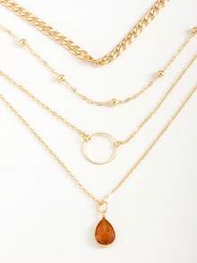 1pc European & American Retro Bohemian Style Simple Pendant Necklace With Metal Hoop & Water Drop Charm NightOut Unleash Your Style-Girls' Night Out, Bold And Dazzling SeasideVibes Get Into Beach Mode And Unwind