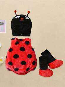 Baby Boy Girl Halloween Costume Animal Costume Plush Sleeveless Crew Neck Romper Hat Shoes Party Clothes - Red - View 5