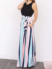 Elegant Floral Maxi Dress With Plunging Neckline Short Sleeve Surplice Sash Versatile Summer Dress For Women - Black Solid - 查看 5