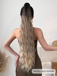 32 Inch Ombre Wavy Soft Synthetic Hair Extension, Suitable For Women, With Claw Ponytail - Ombre - View 3