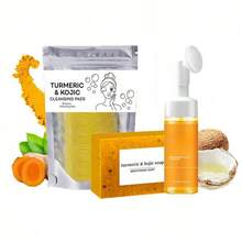 Turmeric Duo Magic! Foaming Cleanser (Deep - Cleans, Brightens) + Turmeric Tablets (Wellness - Boosting). 2 - In - 1 Skincare & Health Power, Unlock Radiant Skin And Vitality! ,Skin Care,Brightening Face Turmeric Products,Skincare Set✨
