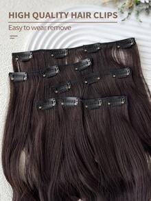 Clip In Hair Extensions Black Color 14 CLips 22 Inch Long Straight Hair Extension For Women Full Head Synthetic Hair Extensions Hairpieces 5 PCS Set - Black Brown - View 6