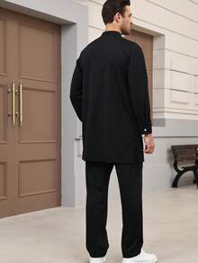 Muslimische Bekleidung komplettes Set aus Hemd und Hose, 2-teilige afrikanische Männerbekleidung, Kaftan, elegante Oberteile ohne lange Ärmel und Hosen, luxuriöser Anzug für Herren, Hochzeitsbekleidung für Männer