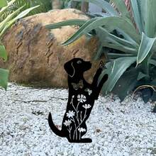 1pc Ornamental Garden Stake, Creative Metal Cute Dog And Butterfly Shaped Yard Decor, Home And Living, Outdoor And Garden, Patio And Garden Decor, Suitable For Outdoor Activities, Home Events, Birthday, Wedding, Party, Etc.