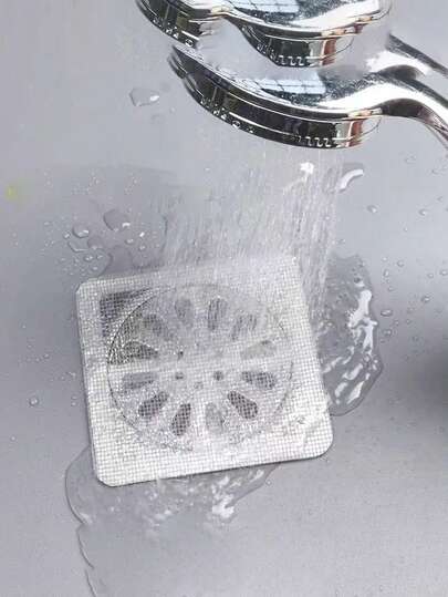 10/50件/套 一次性排水口过滤盖，淋浴排水口毛发收集器，地漏滤网贴纸，网状淋浴排水口盖，洗脸盆毛发塞，自粘式浴室配件浴室工具