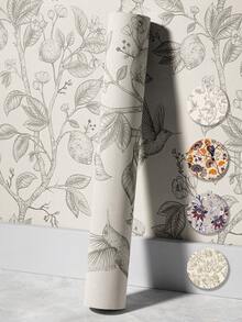 SUPSTICKER 3 件复古花卉、水果和鸟类图案墙面装饰贴纸（无粘合剂，用户需要购买胶水），适用于墙壁、浴室、橱柜、房间壁纸墙纸墙贴房间装饰 - 彩色 - 查看 1