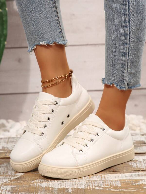 Women's Lace-Up Flat Platform Shoes, Versatile Soft Comfortable Casual Sneakers