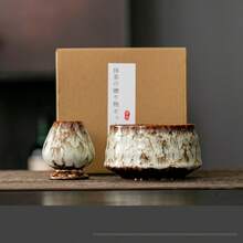 复古陶瓷抹茶碗、茶搅拌器架套装