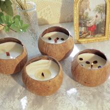 Scented Soybean Coconut Shell Wax Candle - Wooden Wick Fragrance Candle, Made With Genuine Coconut Shell