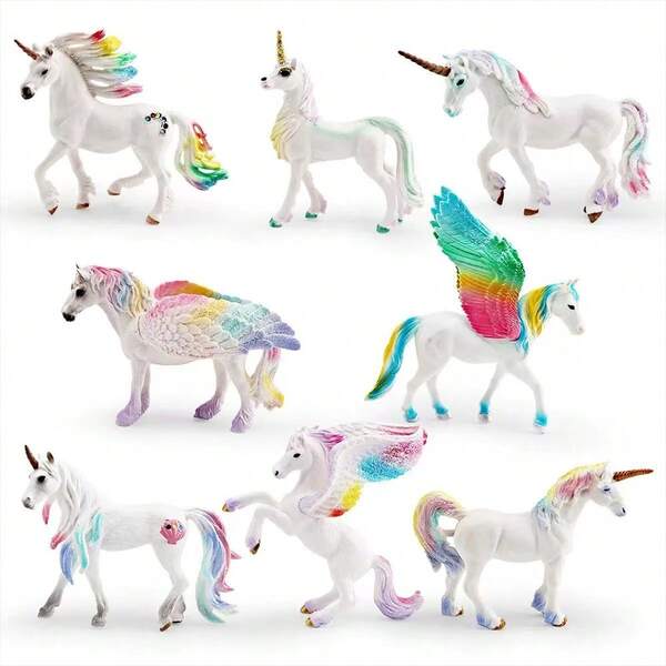 1 pieza Modelo de animal realista/Bestia mítica occidental/Pegaso/Unicornio/Alicornio/Figura decorativa para escritorio, computadora, decoración del hogar/Fiesta, regalo de vacaciones para amigos, Navidad, Halloween, cumpleaños, Año Nuevo