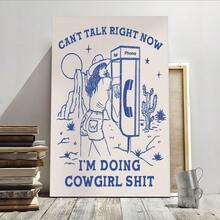 1pc Cowgirl, Telephone Booth, Retro Illustration Style Framed Wall Art - Canvas Prints Poster, Ready To Hang - Home Decor, Ideal For Home, Office Wall Decor, Family Gift, Living Room Bedroom Wall Decor - Lạc đà - Xem 1