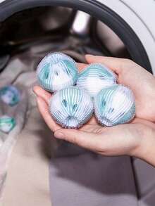 1个/4个随机宠物除毛洗衣清洁球，织物除毛剂，猫狗毛发去除剂，洗衣清洁球，家用清洁球，适用于洗衣机，尼龙洗衣球 - 彩色 - 查看 2