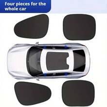 4-Piece Magnetic Car Window Shades Set - Universal Foldable Sunshade Curtain For Cars & SUVs, Heat Insulating & UV Blocking Side Window Shades, Easy Install Inside Car Barrier - 黑色 - 查看 1