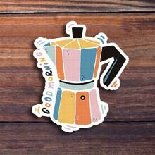 3英寸“早安浓缩咖啡贴纸，咖啡爱好者的完美之选！非常适合个性化马克杯、笔记本和厨房装饰。非常适合咖啡师、学生以及任何热爱咖啡文化的人。类别：食物贴纸、咖啡艺术、可爱设计、烹饪贴纸。”