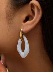 1 par de pendientes de acero inoxidable, pendientes de resina multicolor para el verano, joyería adecuada para que las mujeres usen al salir y en cualquier ocasión