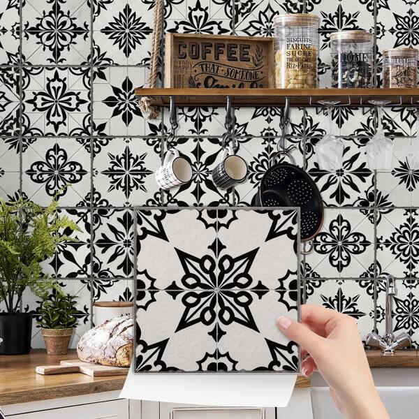 24PCS- Nordic Home Tile, Self-Adhesive Wall Stickers, Kitchen Bathroom Bedroom Living Room Dining Room, Waterproof, Oil And Moisture Proof, Decorative Tile Stickers, Wall Renovation Floor Stickers For Home Decor