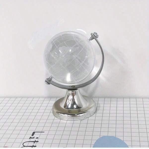 1 Crystal Globe Decoration, Transparent Topographic Mini Globe, No Battery Required Desktop Decoration, No Text Required, Tilted Installation - Creative Desktop Decoration