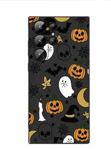 1 Pack Halloween Pumpkin Lamp, Skull, Bat, Ghost, Cobweb Printed Anti-Drop Anti-Slip Black Phone Case, Compatible With IPhone, Compatible With Honor, Compatible With Redmi, Compatible With Galaxy, Phones Waterproof Shockproof Scratch Resistant - Black - View 7