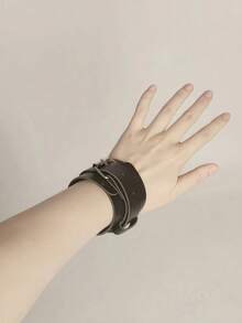 1/2件套真皮性感手铐和脚铐手镯，男女通用角色扮演道具，万圣节 - 黑色 - 查看 8