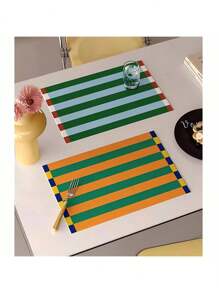 Nordic Dopamine Patterned PU Placemats, Waterproof, Oil-Resistant, Easy To Clean, Cute Girls Style, Heat Insulation Mat, Coasters For Dining Table