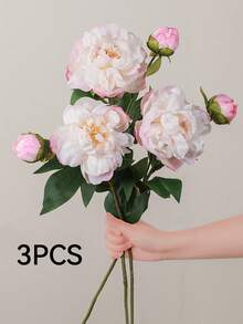 1/3PCS 26.77inch Long Stem Silk Peony Artificial Flower, Suitable For DIY Wedding Flower Wall, Scene Layout, Living Room Bedroom Vase Flower Art, Party, Home Decoration, Desktop Filler, Office Decoration, Mother's Day Gift, Graduation Decoration, Rose - Multicolor - View 17