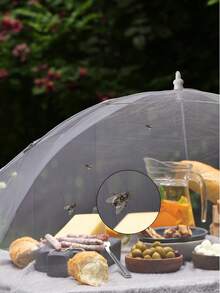 1pc White Insect And Mosquito-Proof Folding Cover, Vegetable Cover Can Be Disassembled And Washed Mesh Food Cover, Dining Table Cover Insect-Proof Cover For Camping Or Restaurant