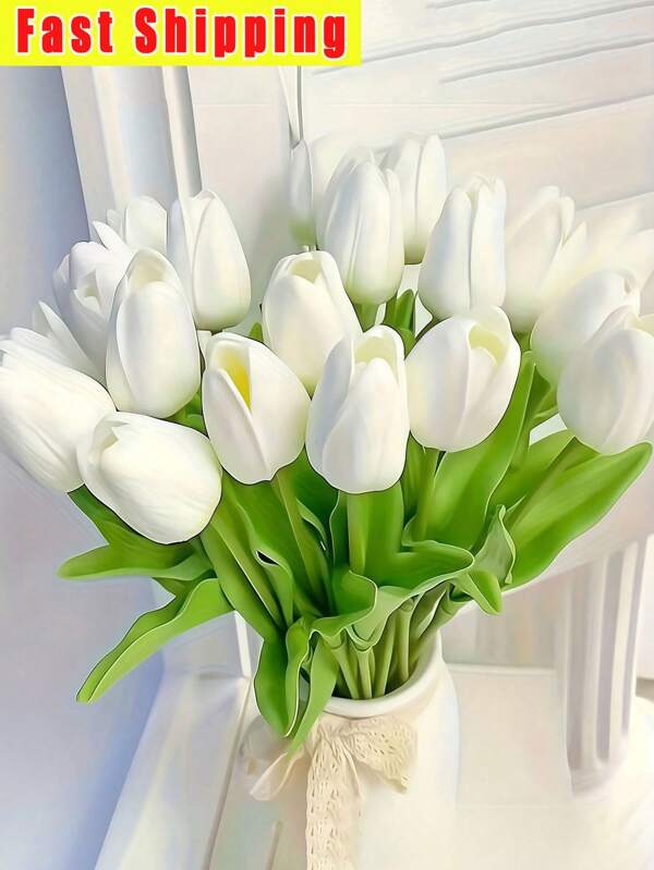 5pcs Premium Artificial Flowers, Real Touch Tulips Bouquet, DIY Craft Bridal Bouquet Home Table Living Room Decoration,For Wedding Room Home Hotel Party Event Christmas Decor,Valentine's Day,Easter, Thanksgiving, Mother's Day, Spring Season