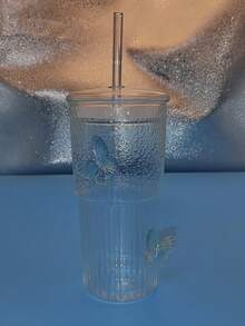 650ml Glass Cup With Straw&Lid, High Face Score And For Both Cold&Hot Drinks Water Bottle - Multicolor - View 12