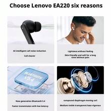 Lenovo Bluetooth Headset EA220 Active Noise Reduction High Sound Quality Ultra-Low Latency Ultra-Long Battery Life Sports Game Music Universal Headset In-Ear Waterproof And Sweat-Proof White - White - View 2