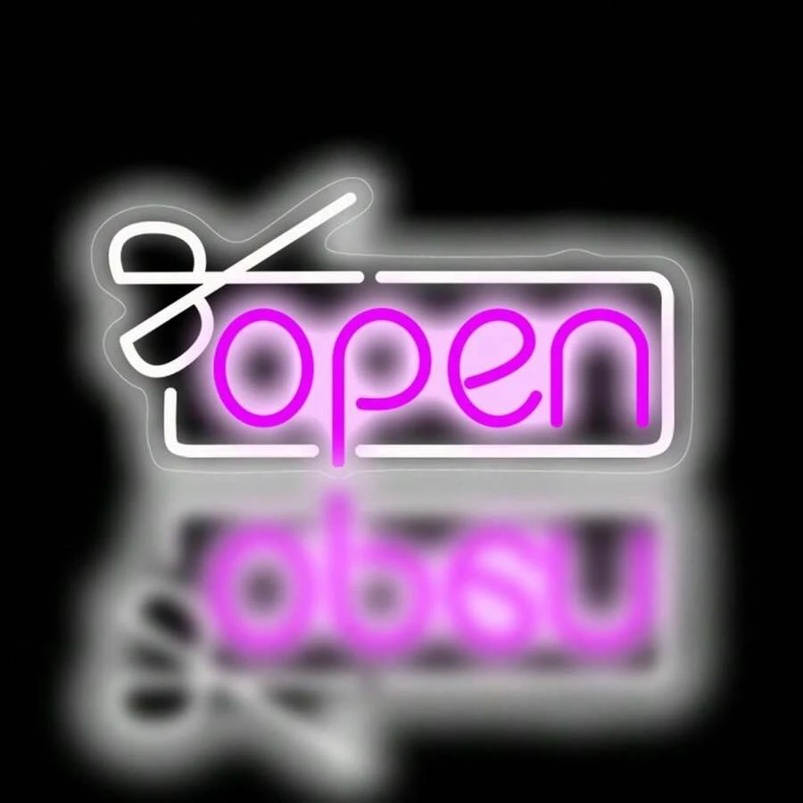 Beauty Salon OPEN Neon Sign - Pink & Cold White LED Light For Hair Shop, Nail Salon, Beauty Parlor Decor, USB Powered Grand Opening Gift - Multicolor - View 1