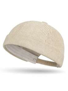 Casquette sans bord en velours côtelé unisexe, casquette de couleur unie style Tang, casquette vintage de type Peaky pour hommes et femmes - A - Voir 15