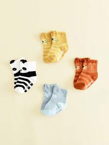 4 双防滑婴儿袜，婴儿船袜，适合男婴和女婴 - 彩色 - 查看 9