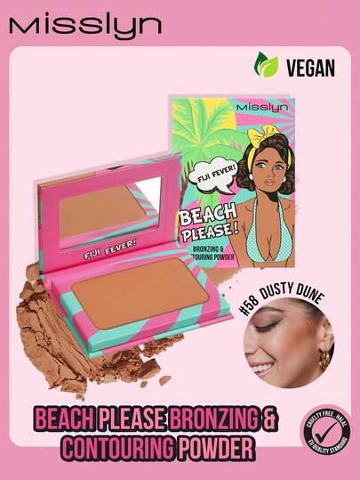 Misslyn Beach Please！古铜修容粉，哑光古铜粉，显色度高，质地细腻柔滑，带镜子，面部修容古铜粉，持久妆效，轻盈透气，易于晕染