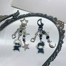 1pc Gojo Creative Star Phone Case Beaded Hanging Chain, Keychain Hanging Item Personalized Versatile Phone Chain, Car Hanging Fashion, Black And White Surrounding Fashion Creative Acrylic Beaded Phone Case Chain, Card Book Hanging Rope Camera Chain Valentine's Day Valentines School Cartoon