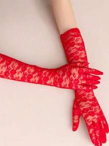 1 Pair Women Lace Embroidered Gloves, Suitable For Weddings, Parties, Halloween Wedding Valentine's Day Valentines - Multicolor - View 8