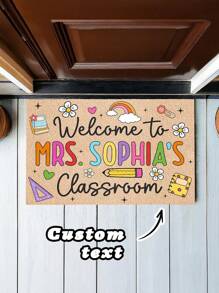 Customized Teacher Welcome Mat, Personalized Teacher Classroom Mat, Classroom Decor, Teacher's Day Gift, Teacher Carpet, Welcome Mat, First Day Of School Gift - Multicolor - View 4