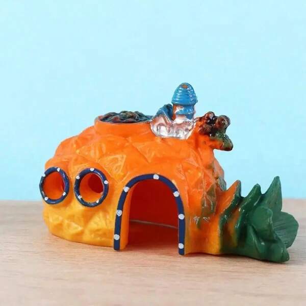 Mini Pineapple House Aquarium Decor - Fish Tank, Aquarium Landscape Decoration, Fish & Shrimp Hideout Ornament