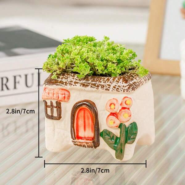 3 Pieces 2.5 Inch Ceramic Succulent Pots Set With Drainage Holes - Flowing Glaze Design For Planting Mini Plants And Flowers