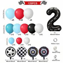 Two Fast Birthday Decorations Race Car Party Supplies For Racing Balloon Garland Arch Kit Blue Red White Latex Balloons And Wheel Checkered Foil Balloons 1 2 3 4 5 6 7 8 9 Years Old Birthday Decor - Color Mixing - View 2