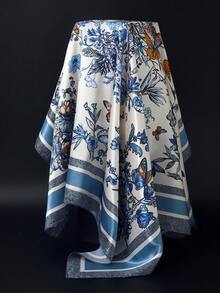 1 Stück Boho-Stil bedruckter eleganter Schal, Tuch, Haarband für Frauen, aus Seidenstoff, geeignet für den täglichen Gebrauch