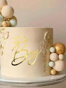 1个/2个亚克力女宝宝出生蛋糕装饰摆件，婴儿派对装饰品，性别揭晓“是女孩”蛋糕装饰，时尚青少年派对和生日派对亚克力蛋糕插牌 - 非常适合甜点桌装饰，蛋糕插牌装饰 - 金色 - 查看 2