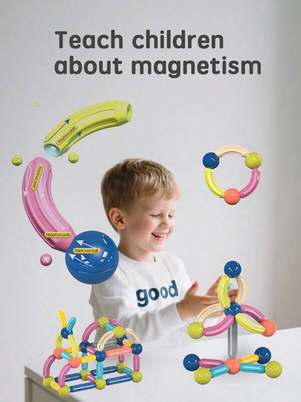 Magnetic Bar Children's Early Education Puzzle Toys With Varying Shapes Assembled With Large Particles Of Magnetic Blocks Toy Set Magnetic Stick Building Blocks Gift Box