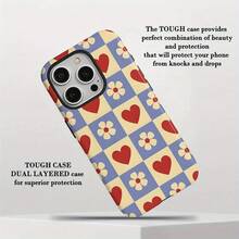 Funda de Teléfono 2 en 1 con Diseño Floral de Corazón Rojo - Estructura de Doble Capa Resistente Proporciona Mejor Protección, Duradera y a Prueba de Golpes - Compatible con iPhone 16, 15, 14, 13, 12, 11, Plus, Pro, Max, Regalo Ideal de Cumpleaños y Año Nuevo para Amigos, Familia y Seres Queridos - Colores mixtos - Ver 2