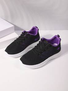 1 Pair Women's Breathable Mesh Sneakers, Lightweight Cushioned Soles, Casual Versatile Fit, Suitable For Running, Workout, Daily Commute, Comfortable For Long-Wear - Purple - View 6