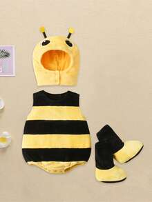 Baby Boy Girl Halloween Costume Animal Costume Plush Sleeveless Crew Neck Romper Hat Shoes Party Clothes - Yellow - View 5