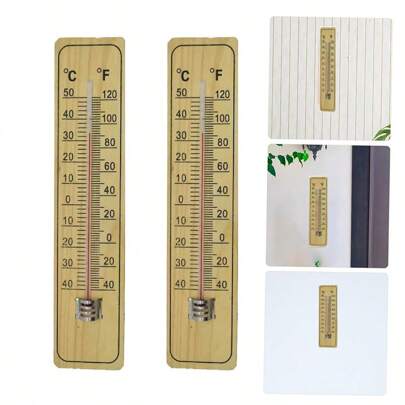 1 st trätermometer, lämplig för upphängning både inomhus och utomhus. Den kan noggrant mäta temperaturen i rum, vardagsrum, växthus, trädgårdar, lager och boskapsområden. Med en bärbar och hållbar träkonstruktion kan den mäta temperaturer året runt under alla årstider.