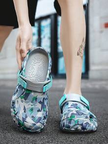 Herren Outdoor Sport Anti-Rutsch schnell trocknende atmungsaktive Mode Slides, Teenager Wasser perforierte Strand Sandalen, Sommer - Graublau - Übersicht 2